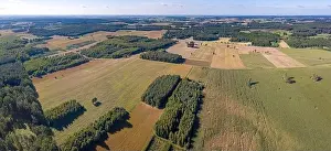 Cleared Prints: Beautiful summer fields and forest photographed from drone. Polish aerial landscape