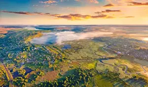 Beautiful summer scenery. Fantastic summer view from flying drone of zigzag shape Seret river