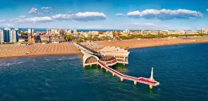 Dreamland Prints: Beautiful summer scenery. Panoramiv summer cityscape of Lignano Sabbiadoro town