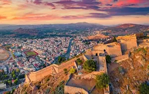 Beautiful summer view from flying drone of fortress of Palamidi