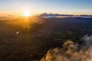 Aerial Landscape Collection: A beautiful sunrise illuminates the hills surrounding San Francisco Bay in Northern California