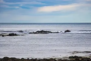 Elizabeth Prints: Beautiful Sunset in the Atlantic Ocean of Icealand with Waves Crashing the Rocks
