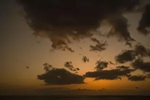 A Beautiful sunset on the Atlantic Ocean off the coast of Madeira island, Portugal, seen from Calheta