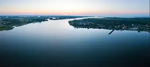Vistula Prints: Beautiful sunset over estuary of Vistula river in Gdansk