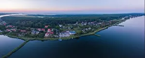 Vistula Prints: Beautiful sunset over estuary of Vistula river in Gdansk