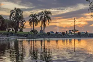 Spare Prints: Beautiful sunset urban scene at Parque Rodo park with the coast and cloudy orange