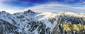 High Mountains Prints: Beautiful view from drone to the snow mountain. Mountain peak Maliovica in Rila, Bulgaria