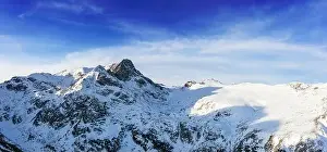 High Mountains Prints: Beautiful view from drone to the snow mountain. Mountain peak Maliovica in Rila, Bulgaria