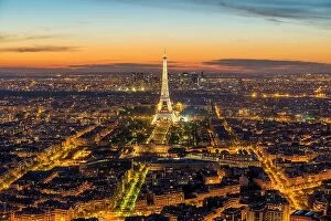 Images Dated 5th May 2016: Beautiful view Eiffel tower during light show at dusk, Paris, France