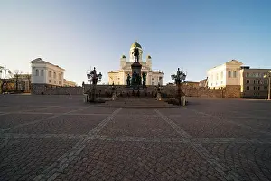 Beautiful view of famous Helsinki Cathedral during sunset in Helsinki, Finland