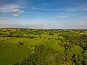 Picturesque Scenery Prints: Beautiful view footage taken above The Yorkshire with a drone