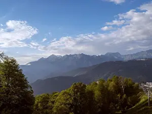 Glade Prints: Beautiful view of the high mountains Krasnaya Polyana Sochi