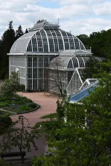 Eco Tourism Prints: A beautiful view of the historic Kaisaniemi Botanic Garden greenhouse in Helsinki