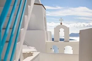 Images Dated 9th May 2019: Beautiful view of typical Santorini church in Greece in the Cyclades