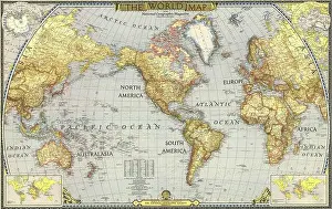 Old Book Prints: Beautiful vintage hand drawn map of World from old book