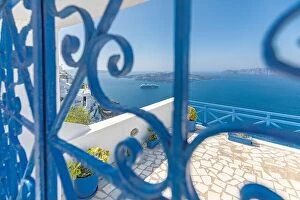 Images Dated 12th October 2019: Beautiful white caldera view of Santorini in Greece. Summer vacations background