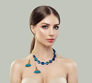 Beautiful Woman Prints: Beautiful woman with jewelry necklace portrait
