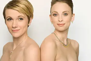 Women Only Prints: Two beautiful woman wearing luxurious jewellery