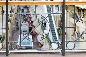 Floors Prints: Beautiful wrought iron railings on balcony in large shopping mall