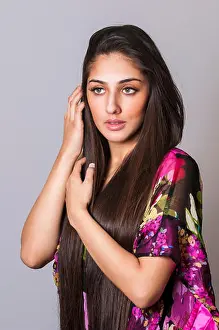 20 25 Prints: Beautiful young Indian woman with healthy long hair