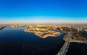 Neva Prints: Beautifull aerial view of the Petropavlovsky fortress in sunny spring day