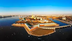 Neva Prints: Beautifull aerial view of the Petropavlovsky fortress in sunny spring day