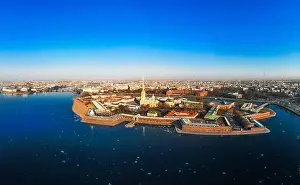 Neva Prints: Beautifull aerial view of the Petropavlovsky fortress in sunny spring day