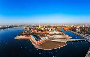 Neva Prints: Beautifull aerial view of the Petropavlovsky fortress in sunny spring day