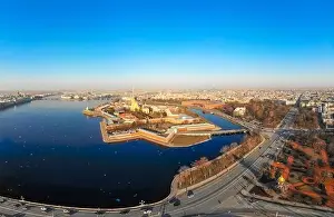 Trinity Prints: Beautifull aerial view of the Petropavlovsky fortress in sunny spring day