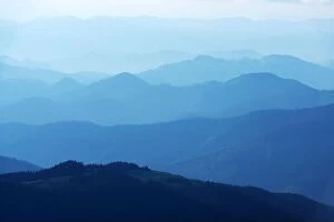 Images Dated 12th June 2014: Beauty blue mountains range in Carpathians mountains, Ukraine. Landscape photography