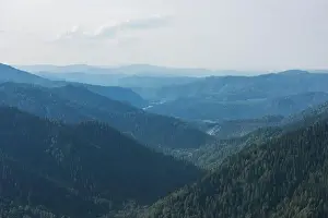 Beauty day in the mountains in Altay, panoramic picture. Aerial shot on drone