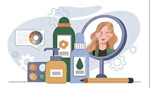 Lotion Prints: Beauty products with mirror reflection. Vector illustration