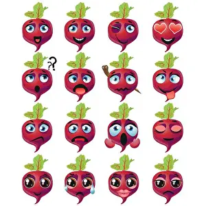 Moods Prints: Beetroot Emoji Emoticon Expression. Funny cute food