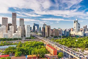 Beijing, China modern financial district skyline on a nice day with blue sky