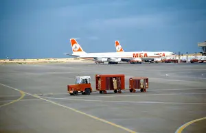 Lebanon Prints: Beirut Lebanon Beirut Airport Middle Eastern Airlines Aeroplanes Baggage Vehicle