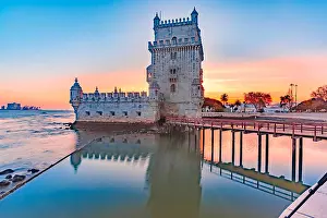 Wonderful Prints: Belem Tower in Lisbon at sunset, Portugal