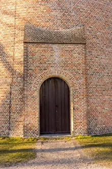 Stone Material Prints: Belgium, Bruges, entrance under arch of an old brick building