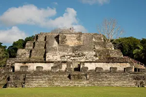 Central American Prints: Belize, Altun Ha. Plaza B, Temple of the Masonry Altars (aka Temple of the Sun God)