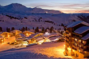 Neon Prints: Belle Plagne At Sunset La Plagne The French Alps France Europe