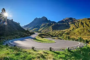 Sunbeams Prints: Bend of the Silvretta High Alpine Road, Silvretta, Vorarlberg, Austria