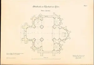 Scan Prints: Bennstein, Abbey Church in Offenbach/Glan (1892-1894): lower floor plan 1: 100