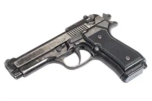 Handgun Prints: Beretta hand gun isolated on white background