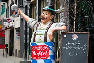 Bayer Prints: Berlin, Germany, advertising figure of Maximilian restaurant on Friedrichstrasse