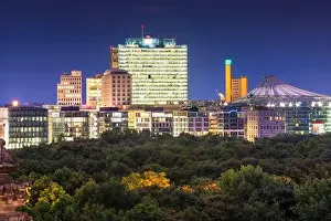 Berlin, Germany cityscape at dusk