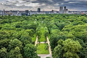 Tiergarten Prints: Berlin, Germany, Fasanerieallee alley in Tiergarten Park, aerial view