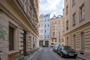 Motor Vehicle Prints: Berlin, Germany, looking through the road Wassergasse