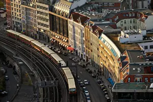 Berlin Mitte Prints: Berlin, Germany, S-Bahn and residential and Geschaeftsgebaeude in Dircksenstrasse