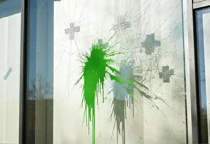 Vandalism Prints: Berlin, Germany, vandalism of shop windows of stores