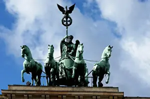 Quadriga Prints: Berlin the sculpture of Victory in her four horse chariot on top of the Brandenburger Tor