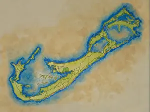 Bermuda Prints: Bermuda Map. Hand painted map of Bermuda ready for adding graphics